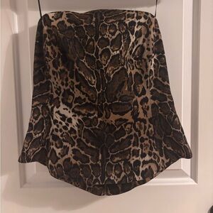 Trina Turk Leopard Print Strapless Top